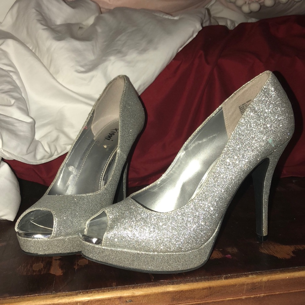 Sparkly silver heels
